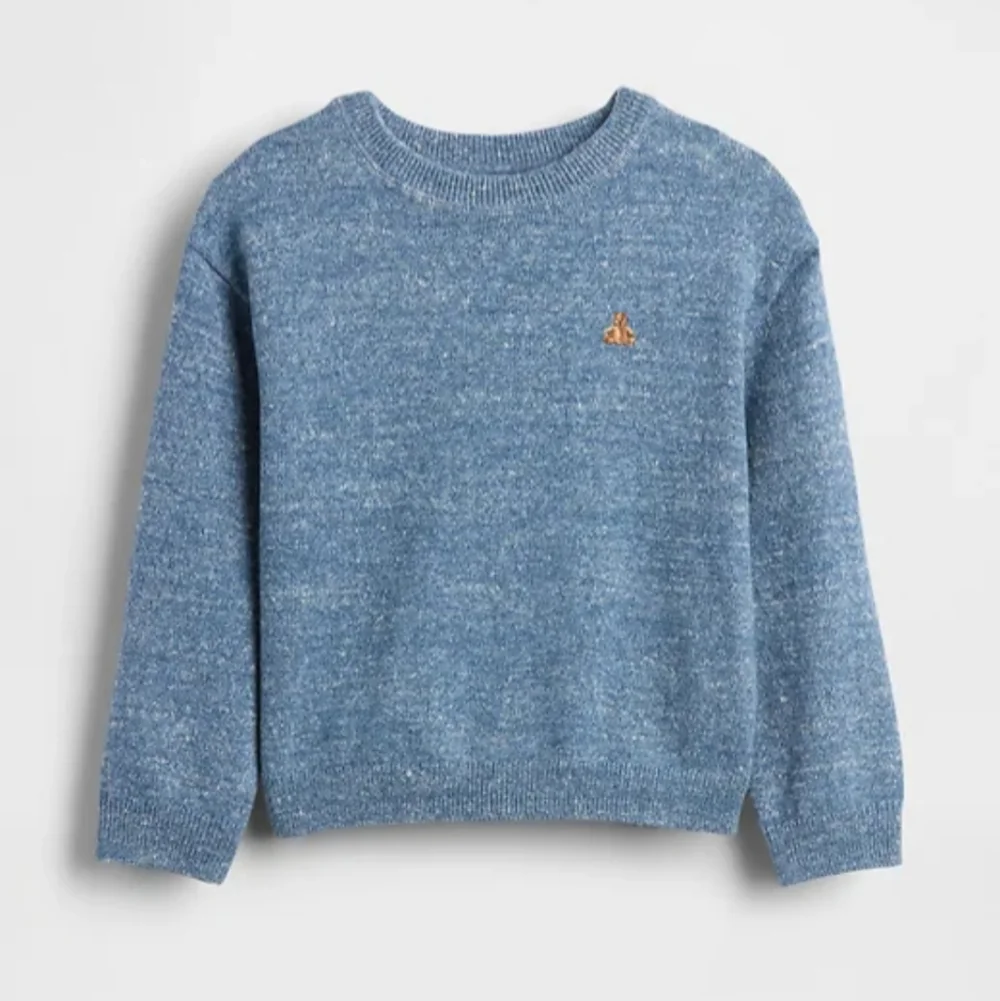 GAP Toddler Cornflower Blue Embroidered Bear Crewneck Sweater